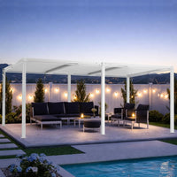 Louvered Pergola 12' X 20', Large Outdoor Aluminum Pergola with Reinforced Steel Roof, Heavy-Duty Hardtop Gazebo for Patio Garden, Weatherproof Sun Shade Shelter, White