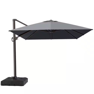 Rectangular Patio Cantilever Umbrella in Dark Gray 13 Ft. X 10 Ft. Aluminum Outdoor Umbrella with 350 Lb. Wheeled Base
