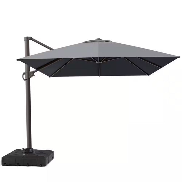 Rectangular Patio Cantilever Umbrella in Dark Gray 13 Ft. X 10 Ft. Aluminum Outdoor Umbrella with 350 Lb. Wheeled Base