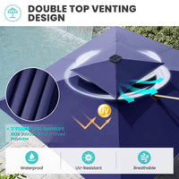 11 Ft. X 11 Ft. Solar Lighted Aluminum Cantilever Patio Umbrella in Navy Blue Outdoor Offset Umbrella with Central Light