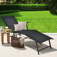 Set of 2 Outdoor Adjustable Chaise Lounge Chair Patio Folding Recliner Lounge Black