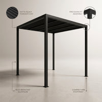 8 Ft. X 8 Ft. Matte Black Aluminum Pergola — infographic