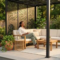 8 Ft. X 8 Ft. Matte Black Aluminum Pergola — Lifestyle