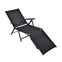Set of 2 Outdoor Adjustable Chaise Lounge Chair Patio Folding Recliner Lounge Black