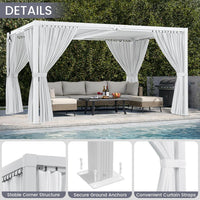 Louvered Pergola 12' X 20', Large Outdoor Aluminum Pergola with Reinforced Steel Roof, Heavy-Duty Hardtop Gazebo for Patio Garden, Weatherproof Sun Shade Shelter, White