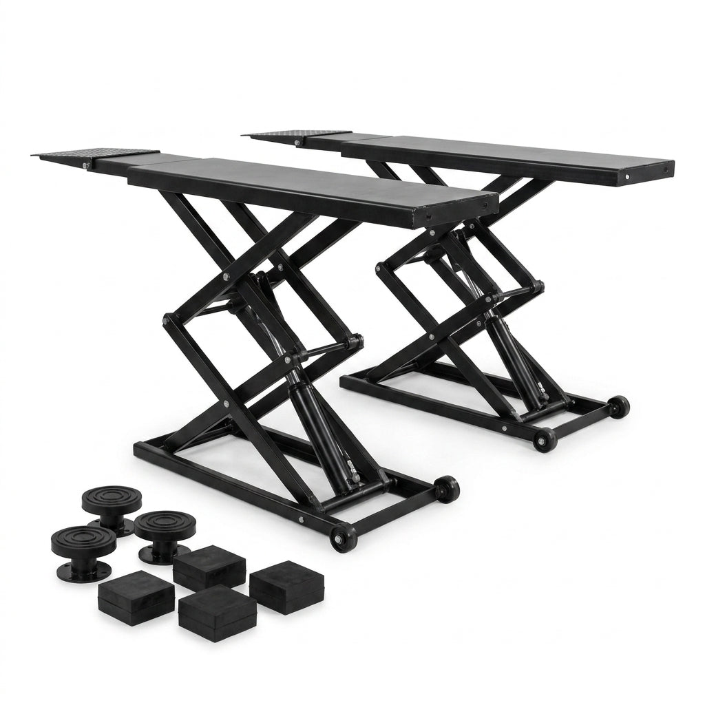 Car Lift, 7,000 Lbs. Capacity Portable Car Lift, 26.8 In. Max. Height, Carbon Steel Truck Lift with 120-Volt Power Unit — Studio Shot