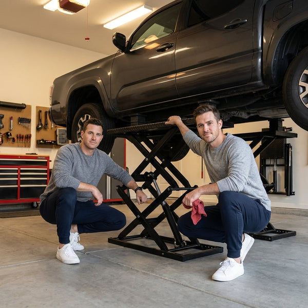 Car Lift Built for Heavy Duty Work, 7000 lbs Capacity, Carbon Steel Frame, 26.8 In Max Height, 120V Power