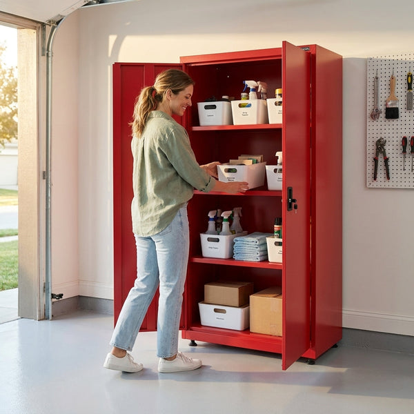 Steel Garage Storage Cabinet Built for Heavy-Duty Organization, 22-Gauge Construction, 5-Shelf Design, 46x72x24 Inches