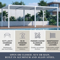 Louvered Pergola 12' X 20', Large Outdoor Aluminum Pergola with Reinforced Steel Roof, Heavy-Duty Hardtop Gazebo for Patio Garden, Weatherproof Sun Shade Shelter, White — Results & Stats