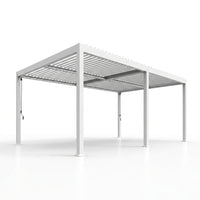 Louvered Pergola 12' X 20', Large Outdoor Aluminum Pergola with Reinforced Steel Roof, Heavy-Duty Hardtop Gazebo for Patio Garden, Weatherproof Sun Shade Shelter, White — Studio Shot