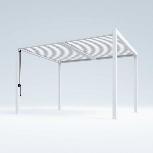 Louvered Pergola Built for Year-Round Shade, 12x20 Aluminum Frame, Reinforced Steel Roof, Weatherproof — Studio Shot