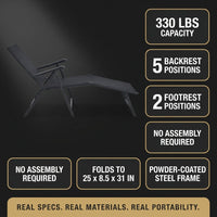 Set of 2 Outdoor Adjustable Chaise Lounge Chair Patio Folding Recliner Lounge Black — Results & Stats