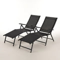 Outdoor Chaise Lounge Chairs Designed for All-Day Comfort, 5 Position Backrest, Folding Design, Set of 2
