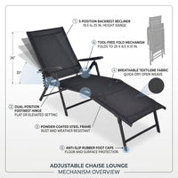 Set of 2 Outdoor Adjustable Chaise Lounge Chair Patio Folding Recliner Lounge Black — How It Works