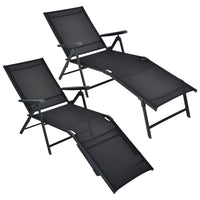 Set of 2 Outdoor Adjustable Chaise Lounge Chair Patio Folding Recliner Lounge Black