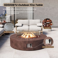 Outdoor Propane Fire Pit Coffee Table W Wind Guard, Amber Yellow Fire Glass
