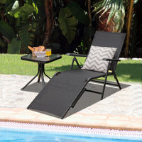 Set of 2 Outdoor Adjustable Chaise Lounge Chair Patio Folding Recliner Lounge Black