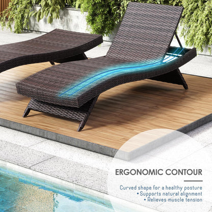 Chaise Lounge Chair Outdoor Set of 2, Wicker Patio Lounge Chair, Outdoor Lounge Chair with Reclining Backrest