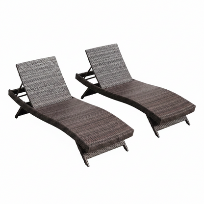 Chaise Lounge Chair Outdoor Set of 2, Wicker Patio Lounge Chair, Outdoor Lounge Chair with Reclining Backrest